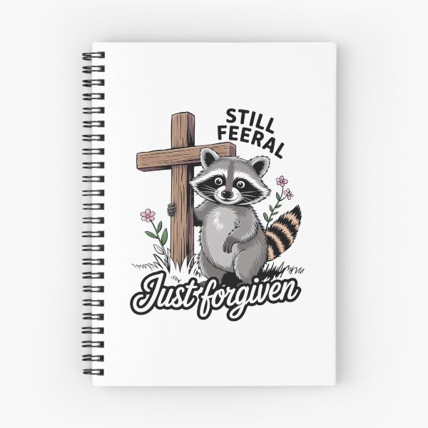 Item preview, Still Feral Just Forgiven Cute Raccoon Flower and faith  designed and sold by AquaKiev.