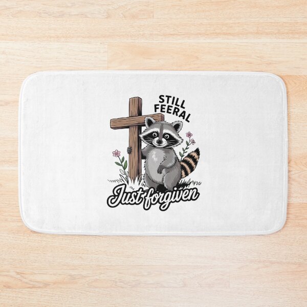 Item preview, Still Feral Just Forgiven Cute Raccoon Flower and faith  designed and sold by AquaKiev.