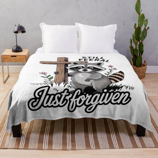 Item preview, Still Feral Just Forgiven Cute Raccoon Flower and faith  designed and sold by AquaKiev.