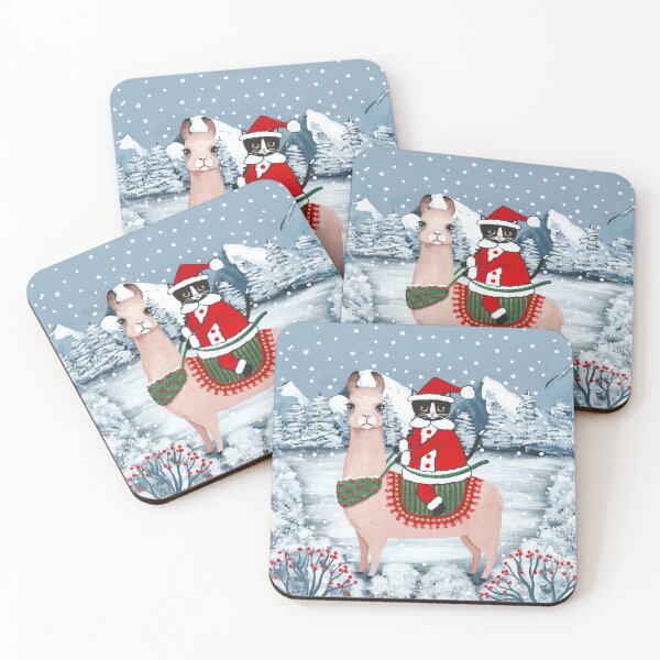Item preview, Santa Claws Cat and Llama designed and sold by KilkennyCat Art.