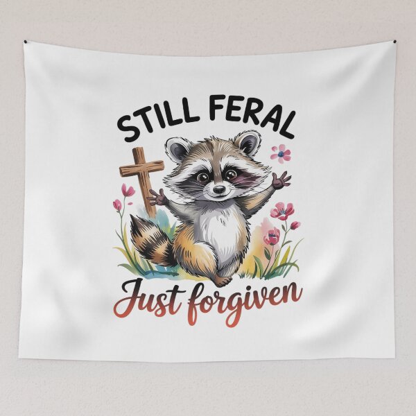 Item preview, Still Feral Just Forgiven Christian Raccoon Faith 7  designed and sold by MarryIsMonth.