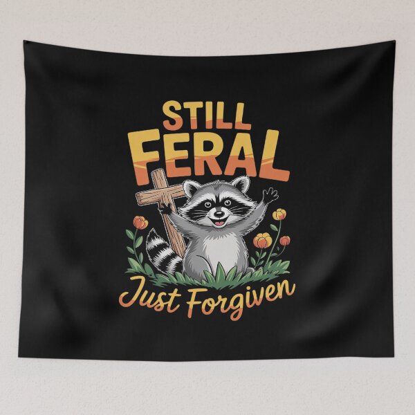 Item preview, Still Feral Just Forgiven Christian Raccoon Faith 5  designed and sold by AquaKiev.