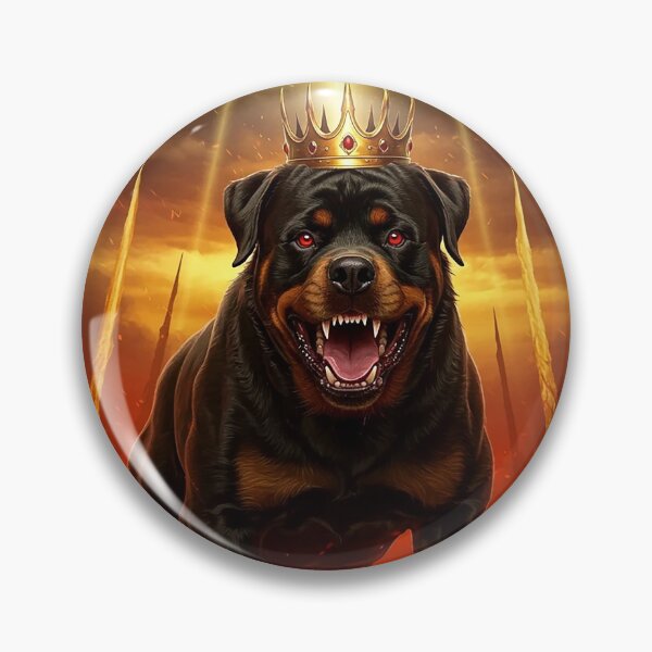 Item preview, Crowned Rottweiler in Fiery Hellscape – Fantasy Demon Dog Illustration designed and sold by Articooler.