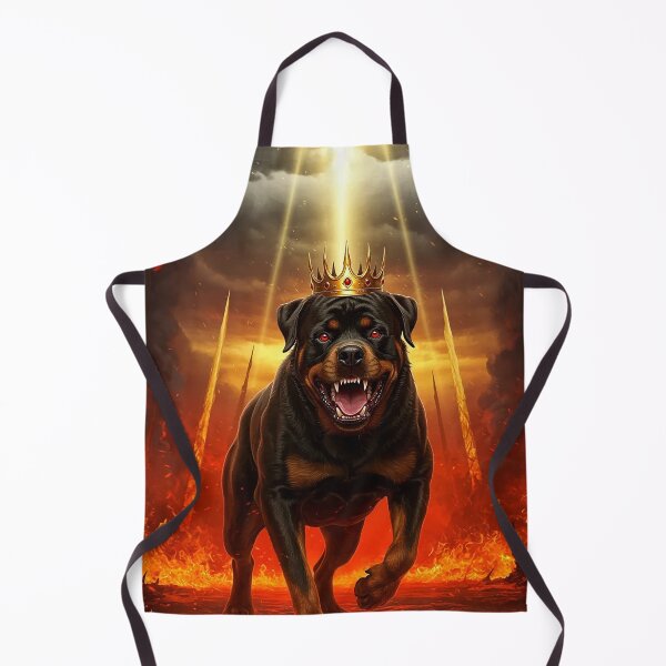 Item preview, Crowned Rottweiler in Fiery Hellscape – Fantasy Demon Dog Illustration designed and sold by Articooler.