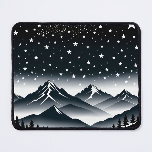 Item preview, Deep Starry Night Mountains – Dark Retro Mountain Landscape Illustration designed and sold by Visualynx.
