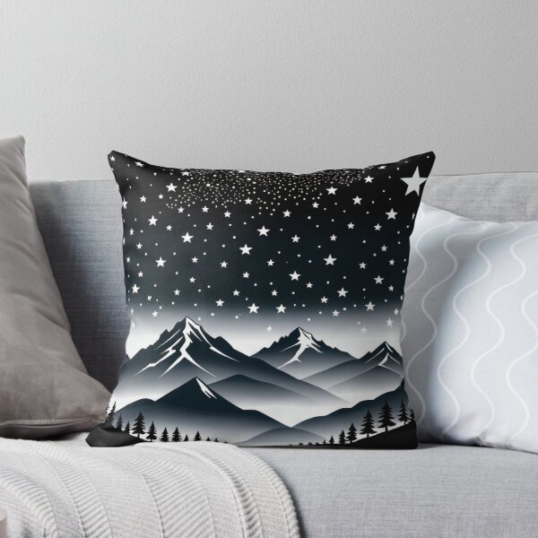 Item preview, Deep Starry Night Mountains – Dark Retro Mountain Landscape Illustration designed and sold by Visualynx.
