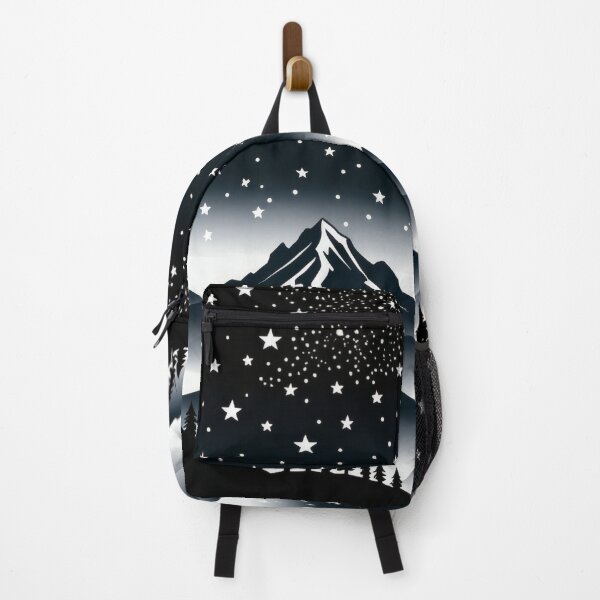 Item preview, Deep Starry Night Mountains – Dark Retro Mountain Landscape Illustration designed and sold by Visualynx.