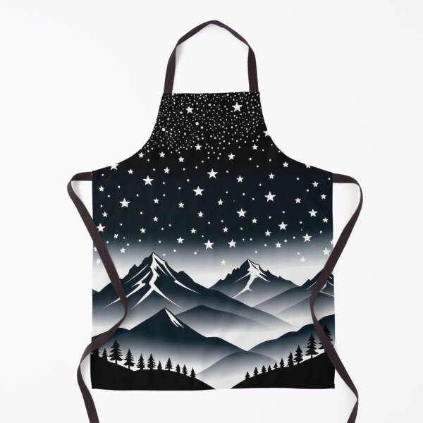 Item preview, Deep Starry Night Mountains – Dark Retro Mountain Landscape Illustration designed and sold by Visualynx.