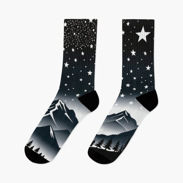 Item preview, Deep Starry Night Mountains – Dark Retro Mountain Landscape Illustration designed and sold by Visualynx.