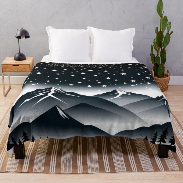 Item preview, Deep Starry Night Mountains – Dark Retro Mountain Landscape Illustration designed and sold by Visualynx.