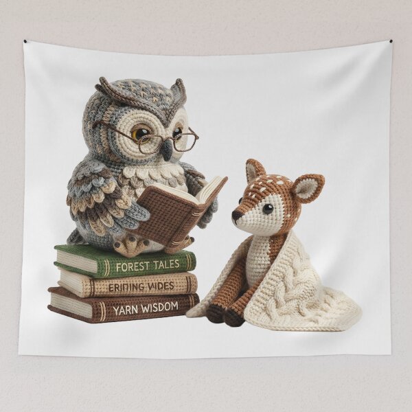 Item preview, Cozy Crochet Owl Reading to Fawn designed and sold by TANKLI.