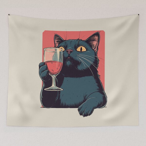 Item preview, Cat Sommelier Vintage Red Wine Glass designed and sold by OrenjiArtShop.