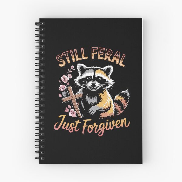 Item preview, Still Feral Just Forgiven Christian Cross Raccoon  designed and sold by MythWoot.