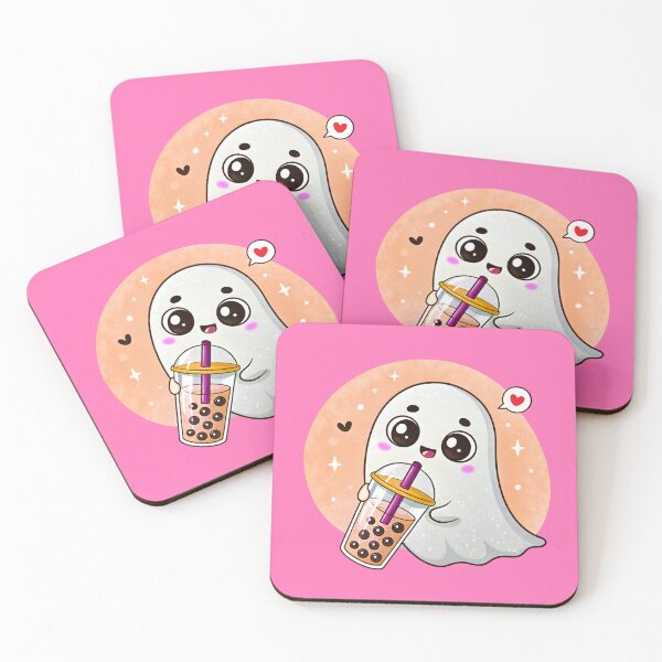 Item preview, Kawaii Ghost Drinking Boba Tea - Cute Pastel Aesthetic Bubble Tea Lover Gift designed and sold by Mr-Ma-Studio.