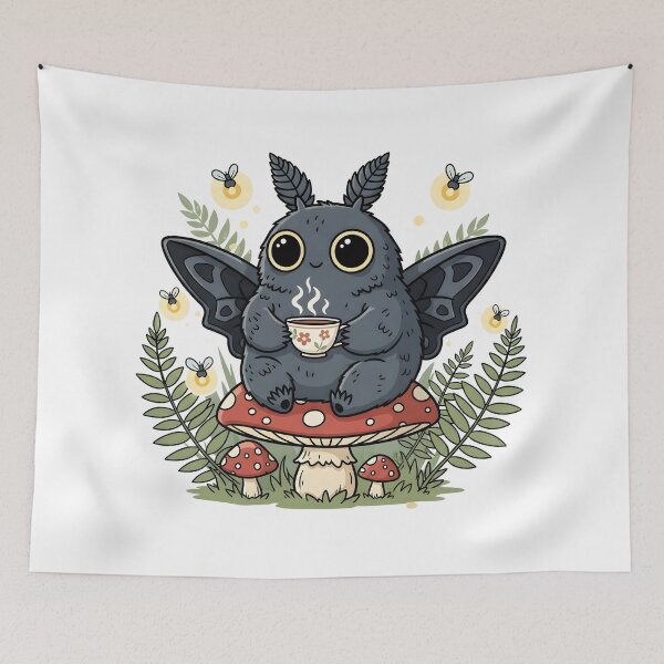 Item preview, Cute Cryptid Moth Cottagecore Mushroom Sticker designed and sold by Worthy Prints.