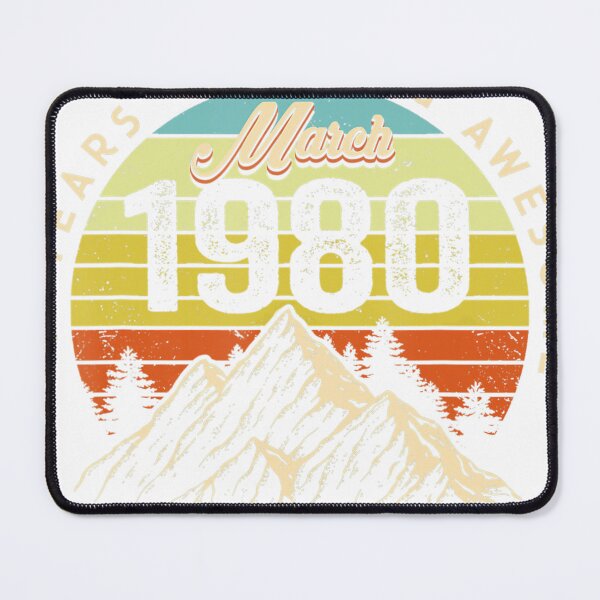 Item preview, Vintage March 1980 Birthday Shirt – 41 Years of Being Awesome – Quarantine Edition Retro Mountain Design designed and sold by No Heaven.