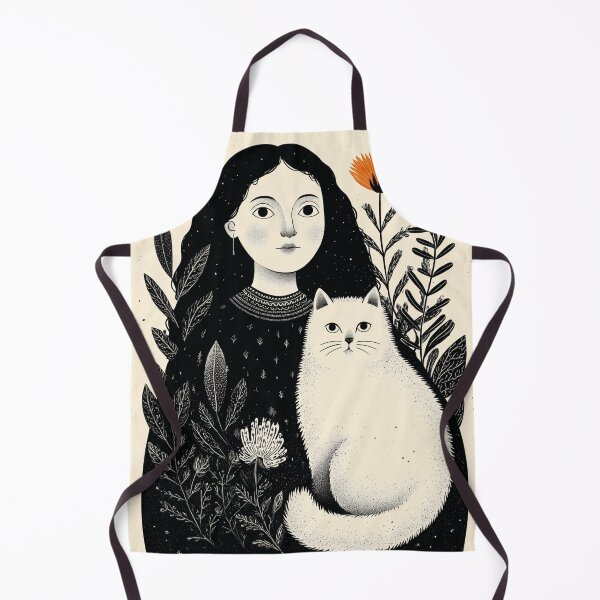 Item preview, Girl with white cat designed and sold by MossyMeows.