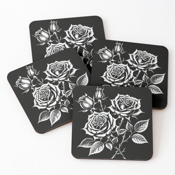 Item preview, Gothic Roses Line Art – Dark Botanical Floral Illustration Black & White designed and sold by Visualynx.