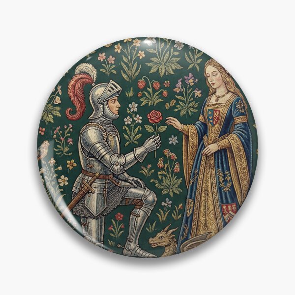 Item preview, The Proposal - Medieval Millefleur Tapestry Art designed and sold by SavinMercantile.
