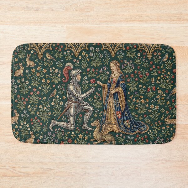Item preview, The Proposal - Medieval Millefleur Tapestry Art designed and sold by SavinMercantile.
