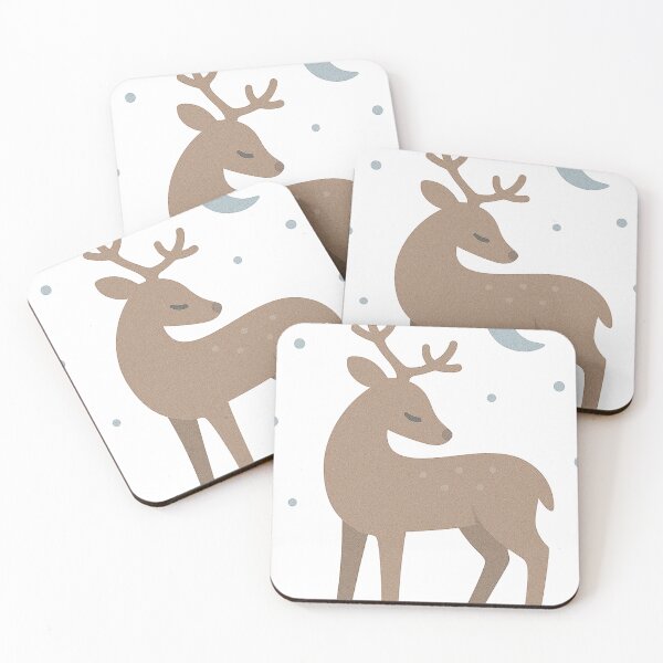 Item preview, Deer Standing Under Crescent Moon – Minimal Night Forest Scene designed and sold by Fernova.