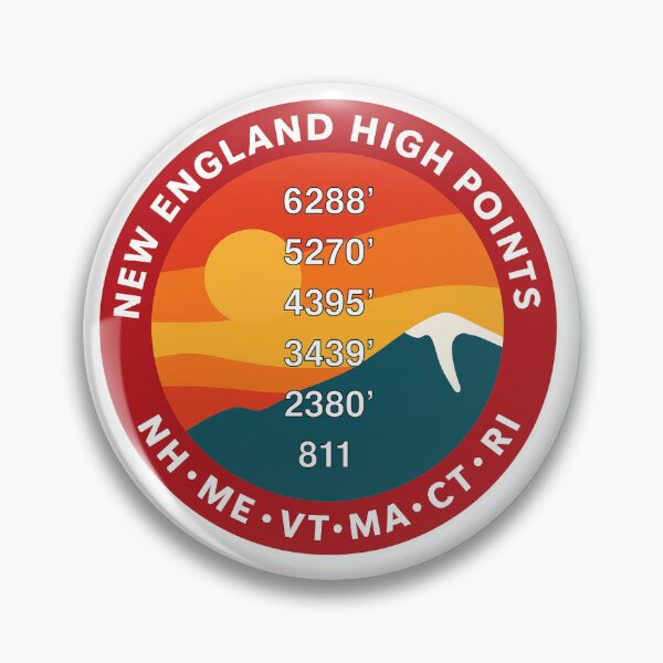 Item preview, New England High Points Hikers - NH - ME - VT - MA - CT - RI - red border designed and sold by NewEnglandPatch.