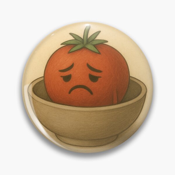 Item preview, Sad Tomato in a Bowl – Lonely Food Character Illustration designed and sold by RawGas.