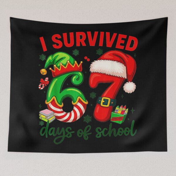 Item preview, I Survived 67 Days Of School Christmas Candy Cane Six Seven   designed and sold by JEFDodsonArt.