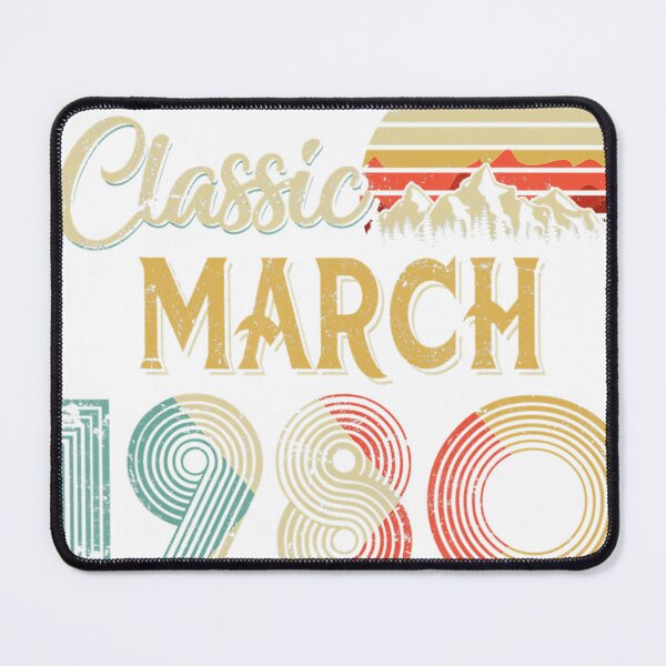 Item preview, Vintage March 1980 Birthday Shirt – 40 Years of Being Awesome – Quarantine Edition Retro Mountain Design designed and sold by No Heaven.