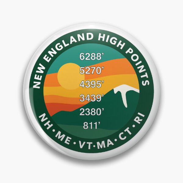 Item preview, New England High Points Hikers - NH - ME - VT - MA - CT - RI - green mountain & border designed and sold by NewEnglandPatch.