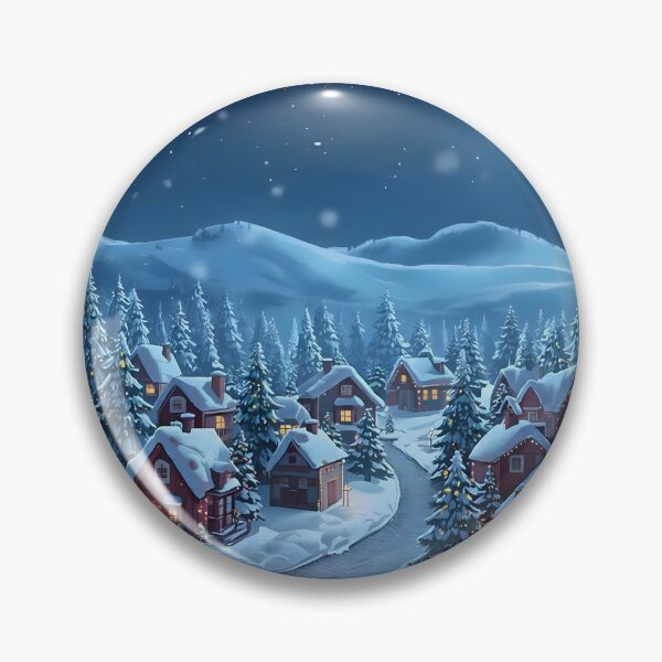 Item preview, Magical Snowy Christmas Village Night with Santa Sleigh and Moon designed and sold by TANKLI.