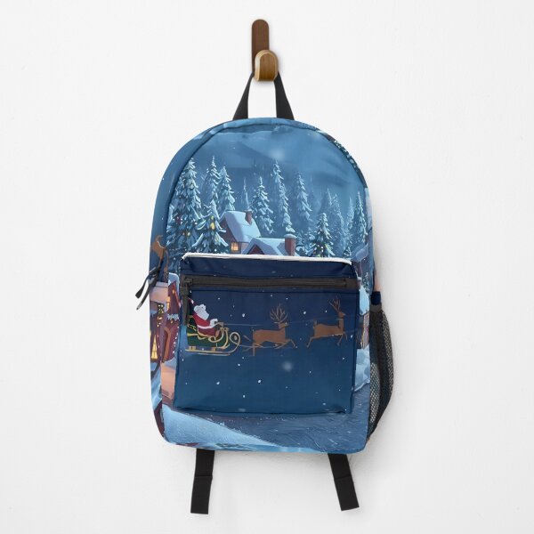 Item preview, Magical Snowy Christmas Village Night with Santa Sleigh and Moon designed and sold by TANKLI.