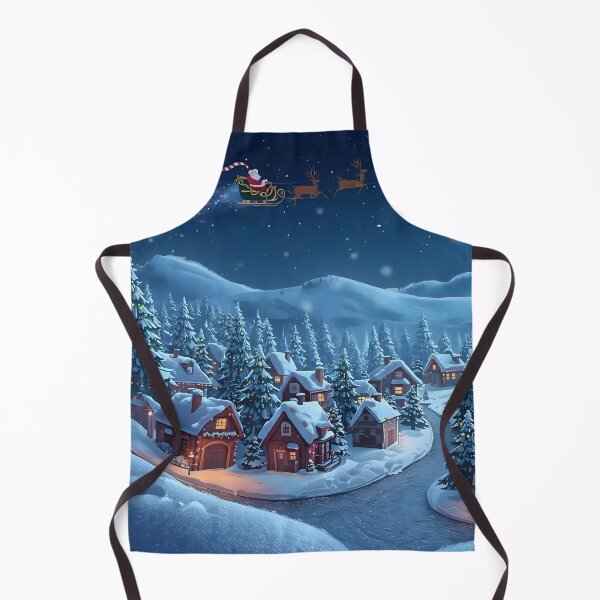 Item preview, Magical Snowy Christmas Village Night with Santa Sleigh and Moon designed and sold by TANKLI.