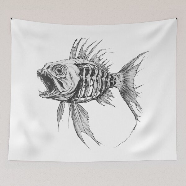 Item preview, Skeleton Fish – Deep Sea Dark Art Illustration designed and sold by drizzd.
