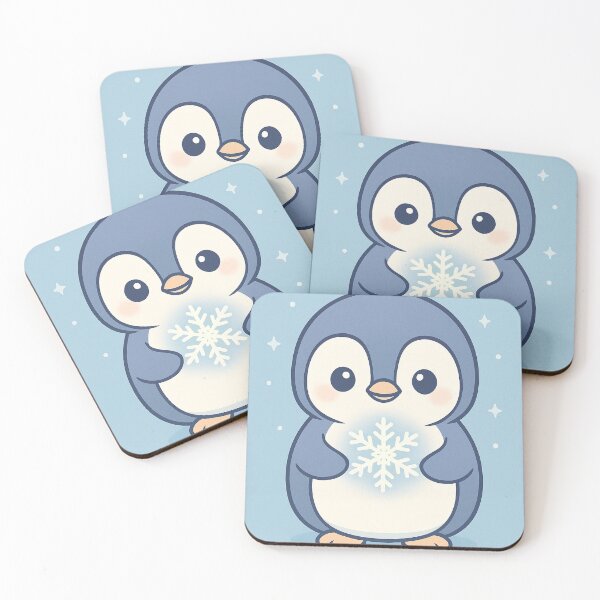 Item preview, Kawaii Baby Penguin Holding a Glowing Snowflake – Pastel Blue Winter Illustration designed and sold by Fernova.