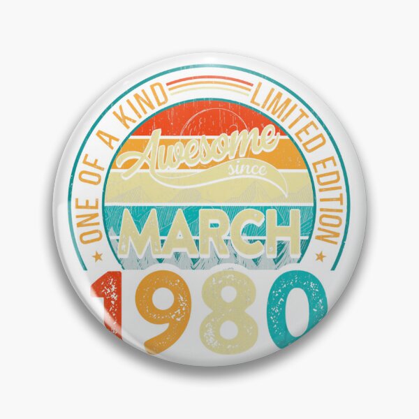 Item preview, Vintage March 1980 Birthday Shirt – 40 Years of Being Awesome – Quarantine Edition Retro Mountain Design designed and sold by No Heaven.