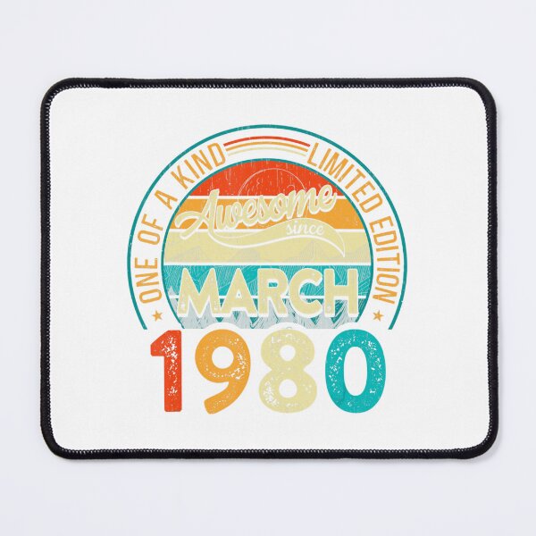 Item preview, Vintage March 1980 Birthday Shirt – 40 Years of Being Awesome – Quarantine Edition Retro Mountain Design designed and sold by No Heaven.