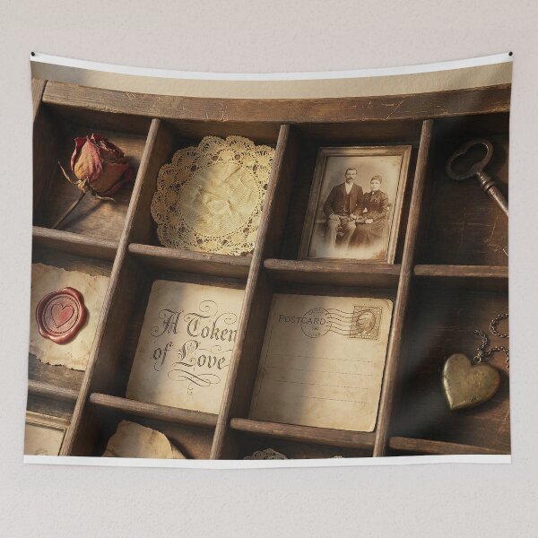 Item preview, Key to My Heart - Victorian Ephemera Shadowbox designed and sold by SavinMercantile.