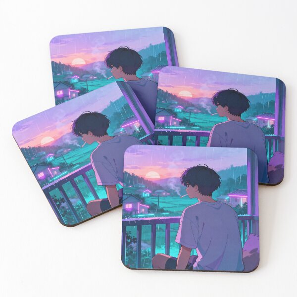 Item preview, Lofi Sunset Rain Aesthetic or Neon Sunset View on a Rainy Night designed and sold by iwzzuel.