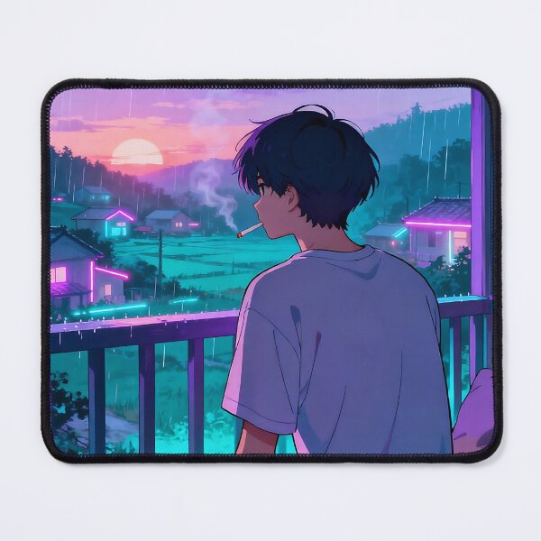 Item preview, Lofi Sunset Rain Aesthetic or Neon Sunset View on a Rainy Night designed and sold by iwzzuel.