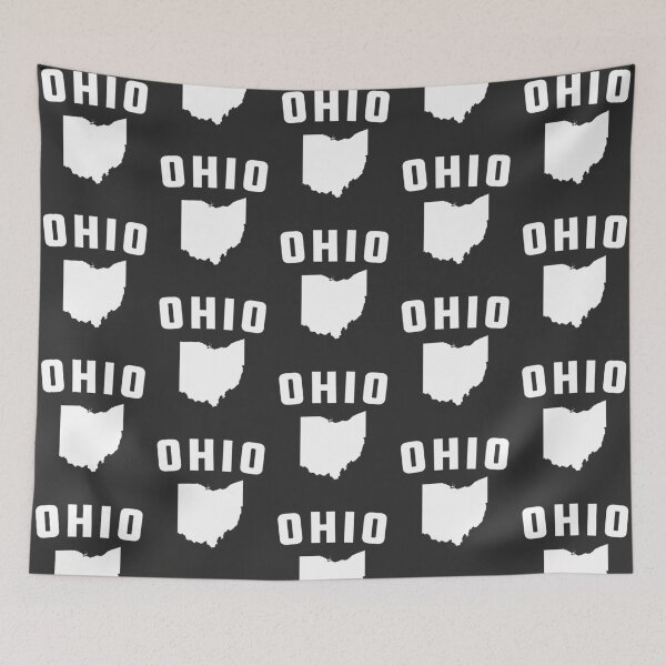 Item preview, High-Contrast Ohio Map & Text - White on Black Buckeye State Pride designed and sold by mashmosh.