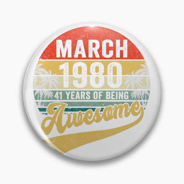Item preview, Vintage March 1980 Birthday Shirt – 41 Years of Being Awesome – Quarantine Edition Retro Mountain Design designed and sold by No Heaven.
