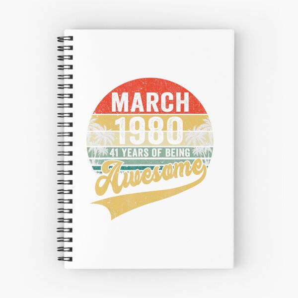 Item preview, Vintage March 1980 Birthday Shirt – 41 Years of Being Awesome – Quarantine Edition Retro Mountain Design designed and sold by No Heaven.