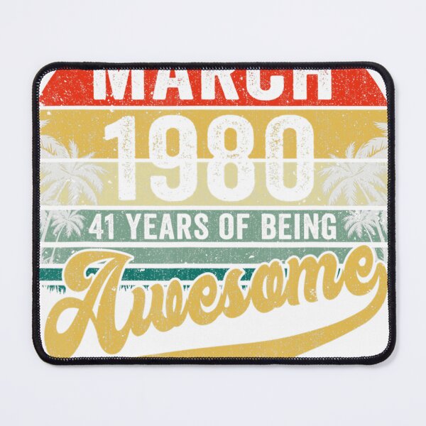 Item preview, Vintage March 1980 Birthday Shirt – 41 Years of Being Awesome – Quarantine Edition Retro Mountain Design designed and sold by No Heaven.