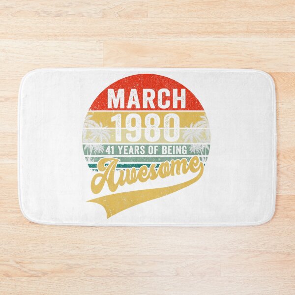 Item preview, Vintage March 1980 Birthday Shirt – 41 Years of Being Awesome – Quarantine Edition Retro Mountain Design designed and sold by No Heaven.