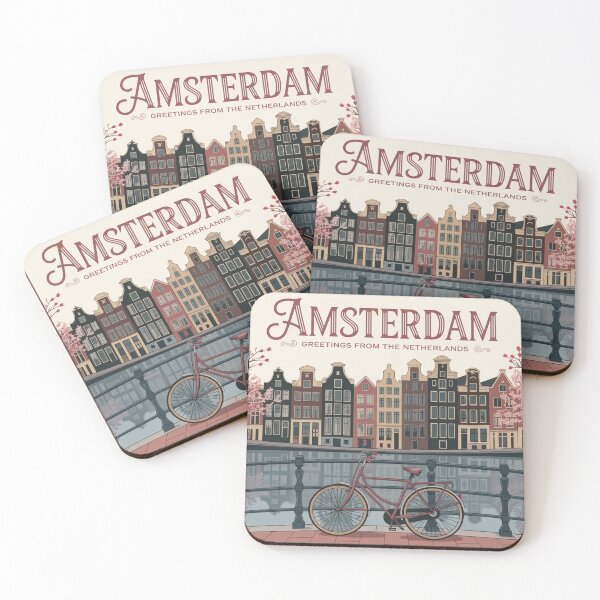 Artikelvorschau, Amsterdam-Stadtpostkarte entworfen und verkauft von NicolasGlowArt.