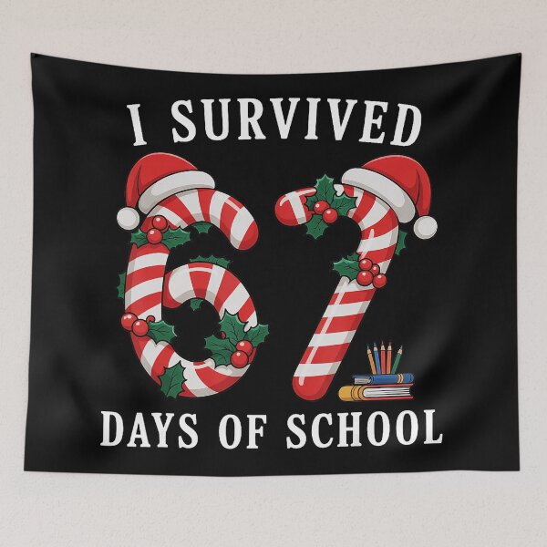 Item preview, I Survived 67 Days Of School Christmas Candy Cane Six Seven  designed and sold by JEFDodsonArt.