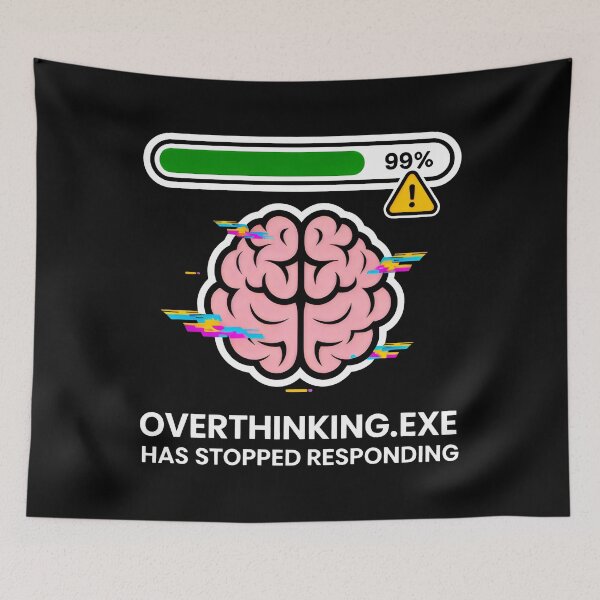 Item preview, Overthinking.exe Has Stopped Responding Glitch Brain Design with Progress Bar and Warning Icon designed and sold by SplashTastic.