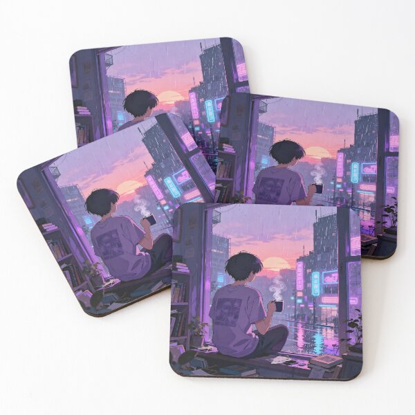 Item preview, Lofi Rainy Sunset at Neo Tokyo designed and sold by iwzzuel.