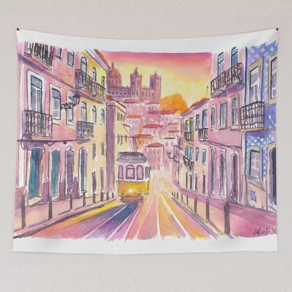 Item preview, Charming Lisbon Streets with Estrela Basilica and Tram designed and sold by artshop77.